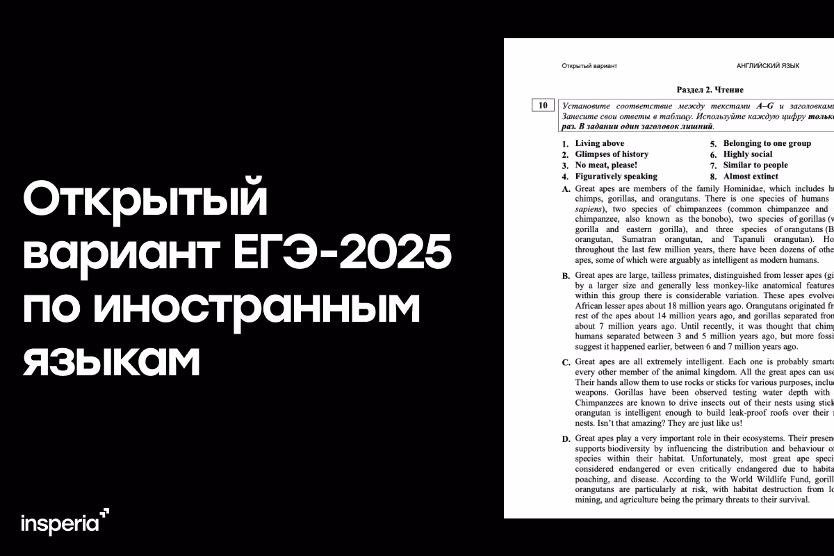Открытые варианты ЕГЭ 2025 по иностранным языкам