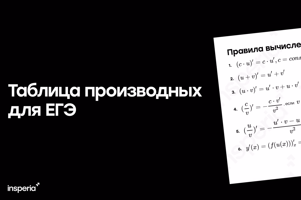 Таблица производных для ЕГЭ по профильной математике