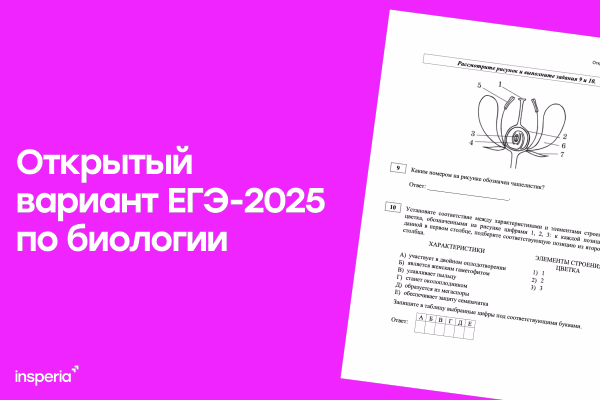 Открытый вариант ЕГЭ 2025 по биологии
