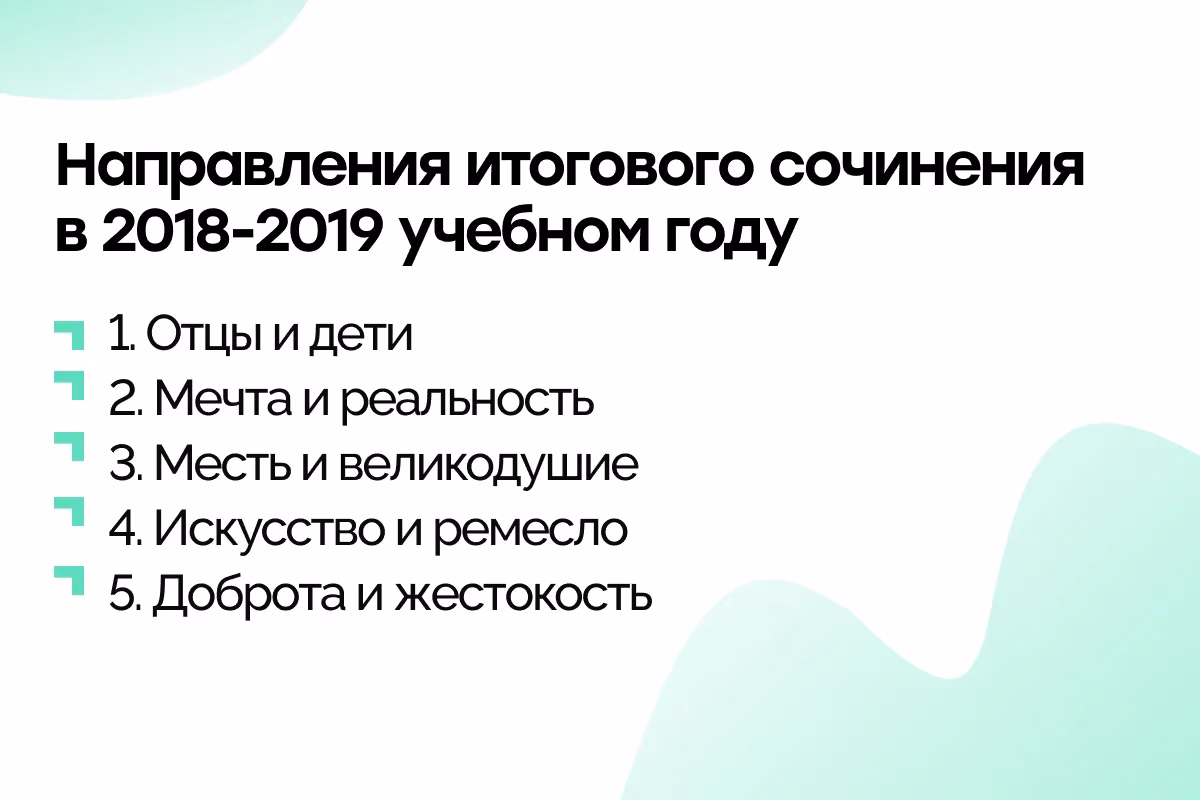 Направления итогового сочинения в 2018-2019 учебном году